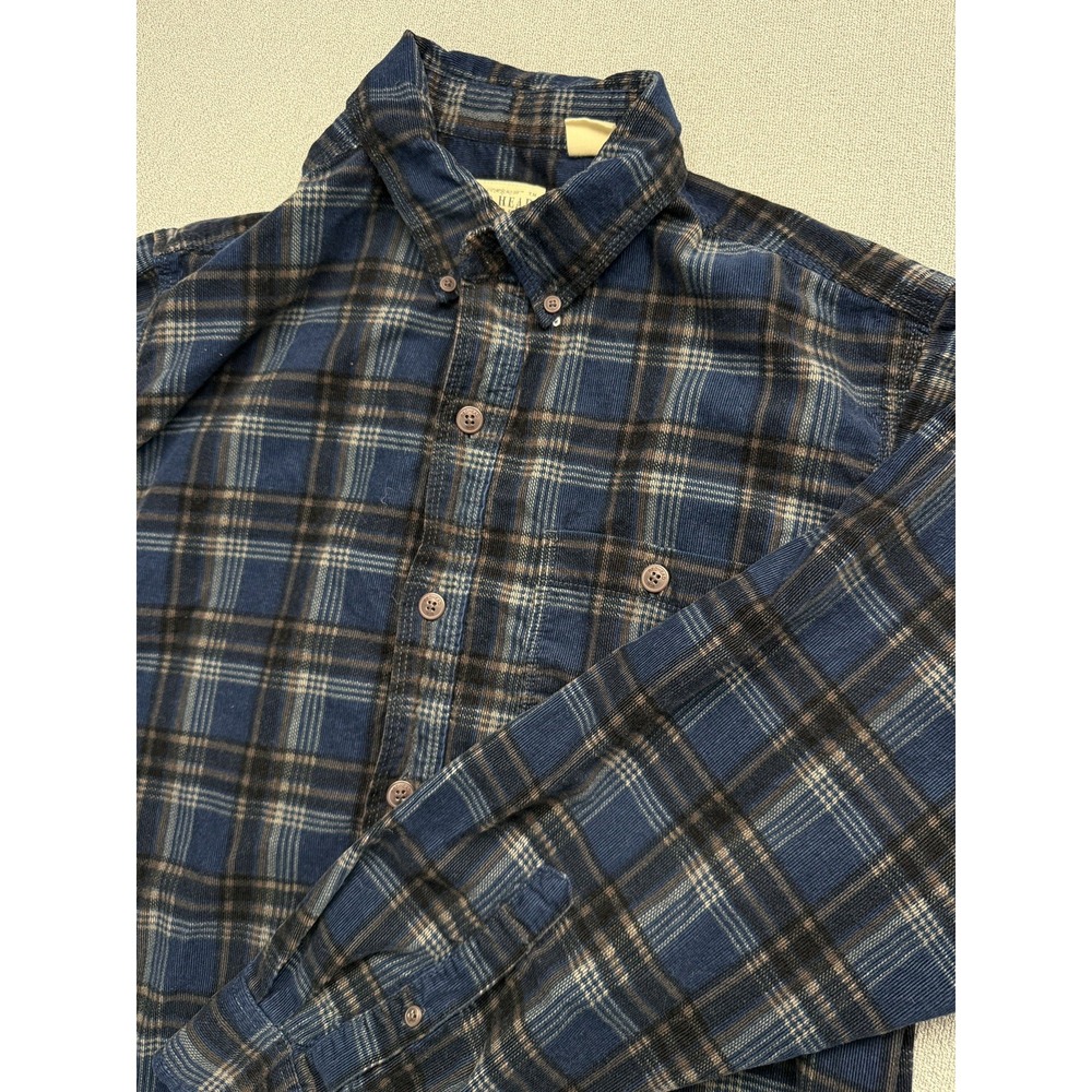RedHead Brand Co Mens Blue Plaid Flannel Button Down Shirt Large Long Sleeve
